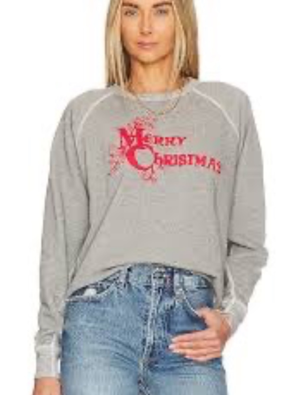 The Great College Sweatshirt Varsity Grey With Christmas Graphic L